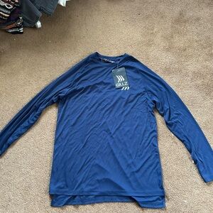 Brand new, tags still on, blue men’s outdoor shirt.